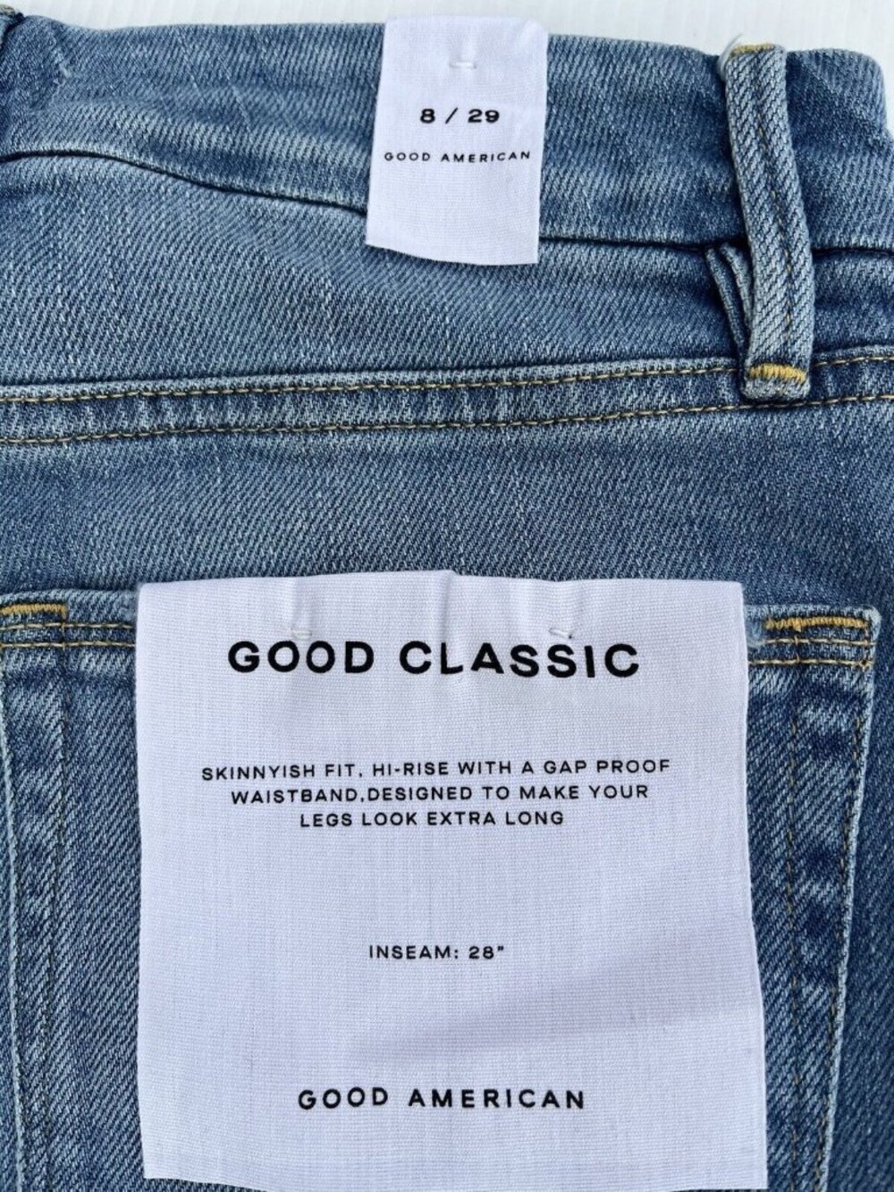 Good American Good Classic Jeans 25 28 29 Indigo 334 High Rise Straight - Picture 9 of 14